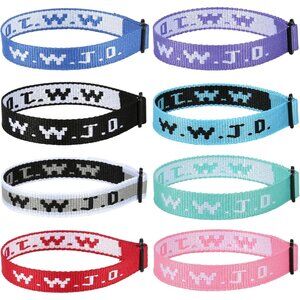8-Pack WWJD Christian Bracelets - Adjustable Inspirational Wristbands for All